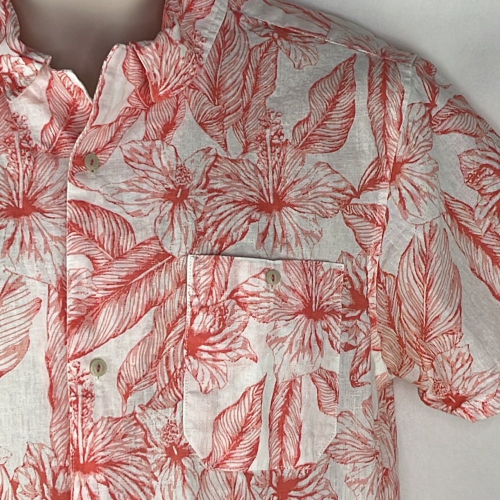 Tenth & Ocean Tropical Print  Hibiscus Linen Look Shirt